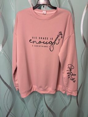 His Grace Is Enough Pink Graphic Sweatshirt